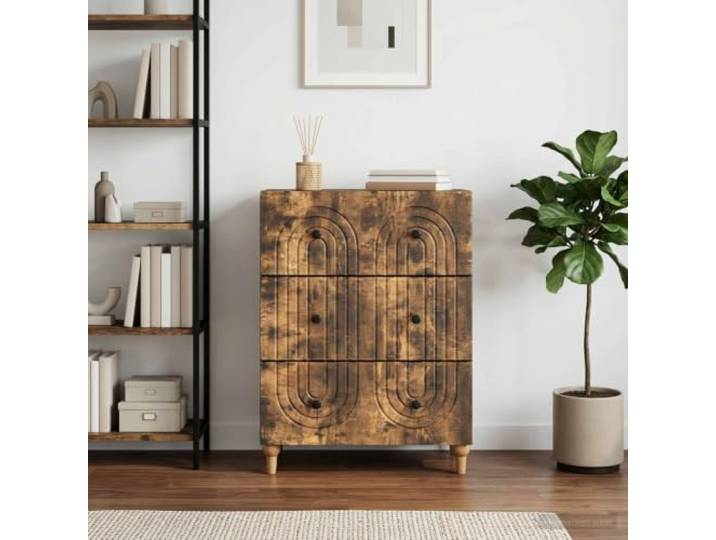 KGHFDVB Schubladenschrank Geräucherte Eiche 66 x 34,5 x 90 cm Moderne Kommode, Holzwerkstoff, pflegeleicht, für Wohnzimmer, Sideboard