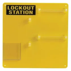 Brady, Zubehör Arbeitsschutz, Lockout - Tafel - 10 Personen, Acryl, Gelb, 342 x 342 mm, Beschriftung: LOCKOUT STATION (ohn