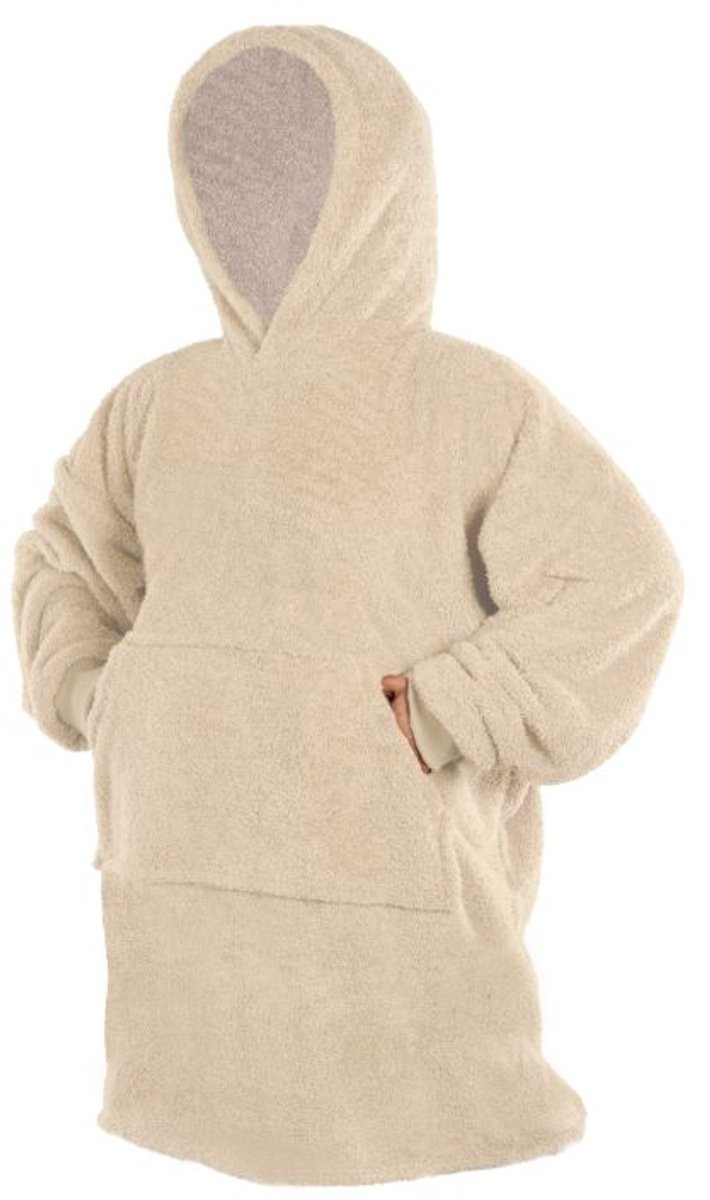 Tiseco Hoodie COCOON - Fleece deken met mouwen - Unisex - Beige - One Size