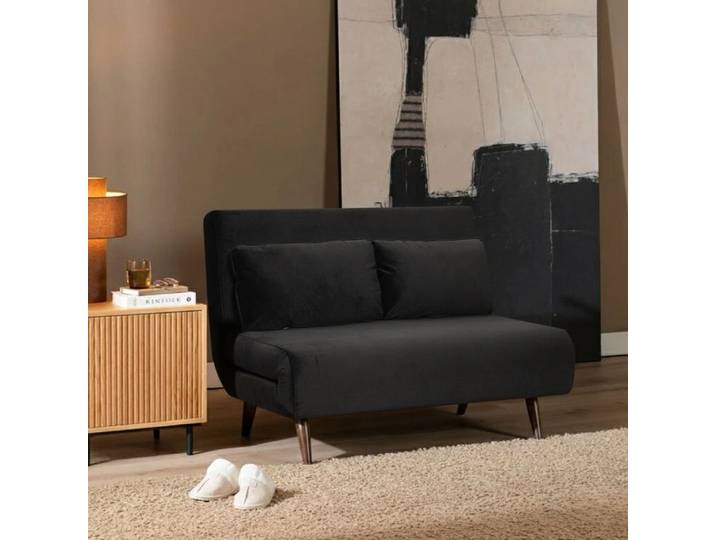 Bronx71 Schlafsofa 1,5-Sitzer Kristian Samt schwarz