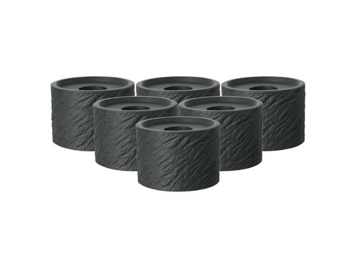 Villeroy & Boch Manufacture Rock Home Kerzenständer 6er Set, Durchmesser: 6,3 cm, Kerzenhalter als Deko & Wohnaccessoires, Keramik, Schwarz