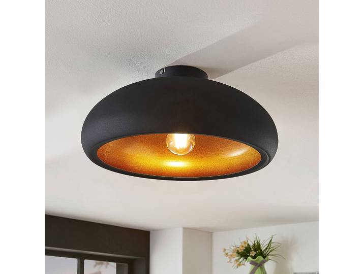 Deckenlampe Gerwina Lindby, dimmbar, schwarz, für Wohn- / Esszimmer, Metall, Modern, Deckenlampe