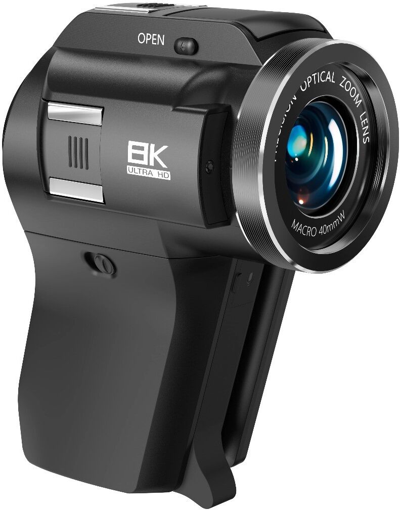 INF Professionelle Vlogging-Kamera mit 8x optischem Zoom, 5x digitalem Zoom, 3.0-inch IPS-Klappbildschirm und 5K/4K-Video Schwarz