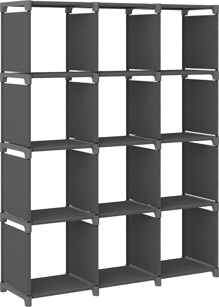 vidaXL Étagère d'affichage 12 cubes Gris 103x30x141 cm Tissu