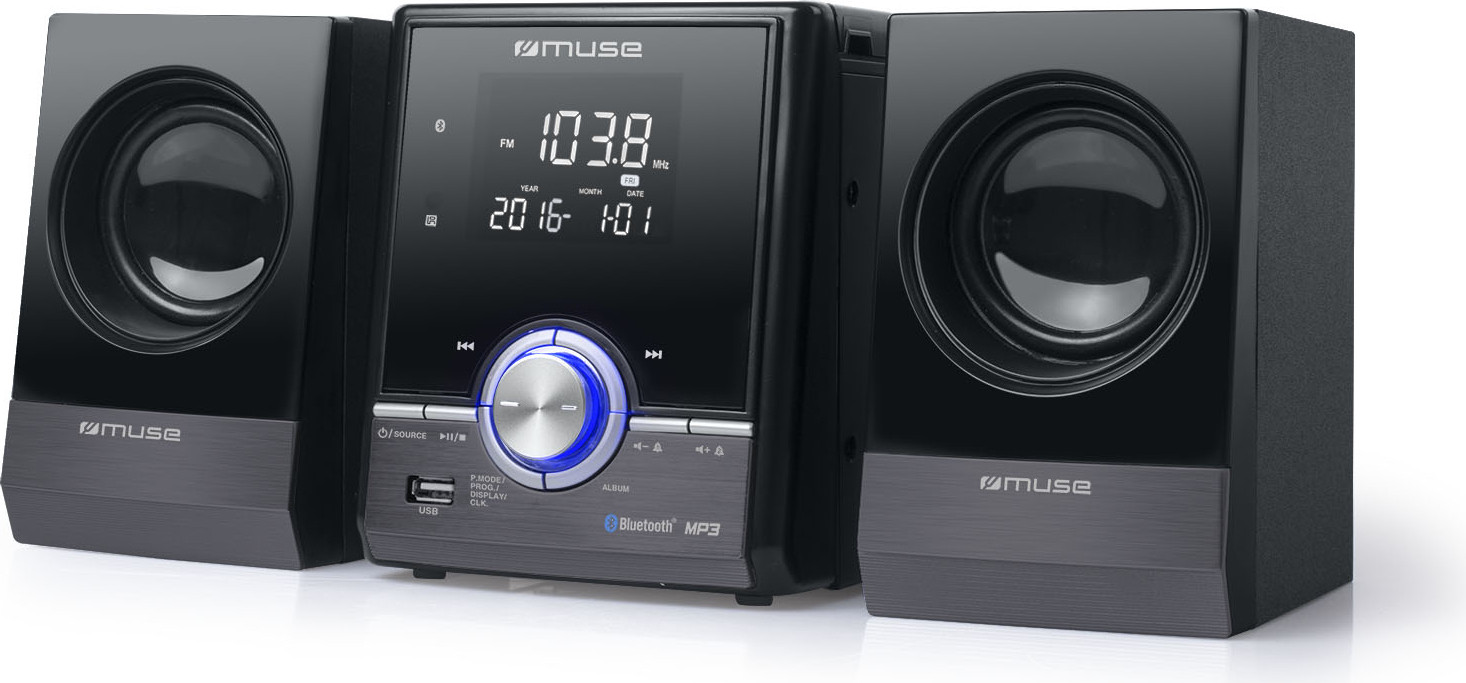 Muse M-38 BT Draadloos micro-audiosysteem voor thuisgebruik, Zwart, 10W, FM