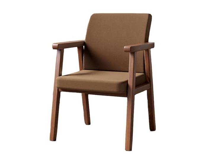 Retro-Esszimmerstuhl aus Massivholz, Gepolsterter Stuhl mit Armlehnen, Freizeitstuhl mit Rutschfesten Fußpolstern für Esszimmer Küche Wohnzimmer Arbeitszimmer Teestube(22.4 x21.7 x33 , Coffee 1)