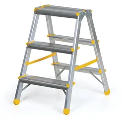Podestleiter beidseitig aus Aluminium ALVE EUROSTYL, 2x3 Stufen, Höhe 0,6 m