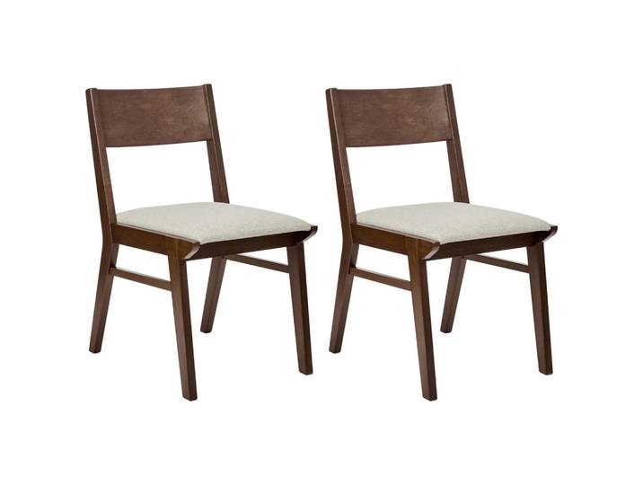 Beliani Esszimmerstuhl 2er-Set Hellbeige Enola, Braun, Beige, Holz, 45x80x60 cm, Esszimmer, Stühle