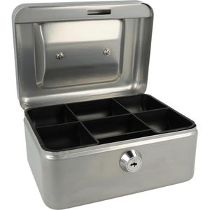 Westcott Geldkassette E-51000 Silver, mit Zylinderschloss, 15,2 x 7,9 x 12 cm, silber