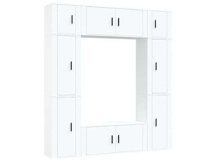 GKHPYURE TV-Möbel-Set, 8-teilig, weiß, Holz, mehrschichtig Wanddesign, großer Stauraum, 8 Stück, einfache Montage