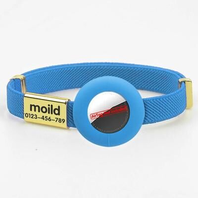 Uplift Essentials Reflective AirTag Breakaway Cat Collar With Personalized ID Tag blue