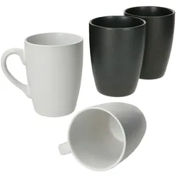 4er Set Kaffeebecher Nero Bianco mit & ohne Henkel weiß & schwarz