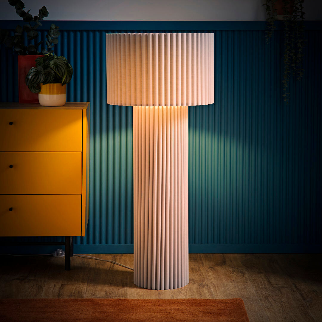 Latitude Run Lenny Column Floor Lamp Grey 108.5cm H X 46cm W X 46cm D
