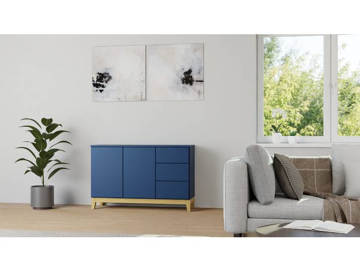 Sideboard skandinavisch – kostenlose Holzmuster MDF Lackiert Saphir­blau