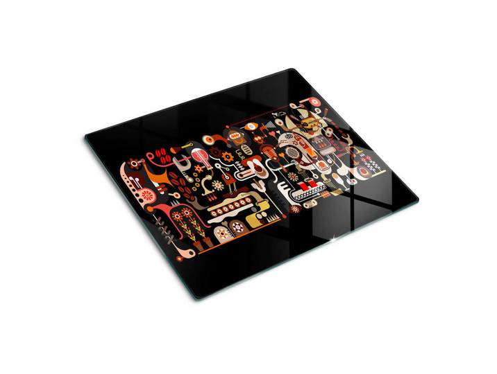 Tulup Glasplatte 60x52 cm Kaffeeproduktion, Schwarz, Hellgrau, Glas, 60x0.4x52 cm, Küchen, Küchenelektrogeräte, Herde, Herdabdeckplatten