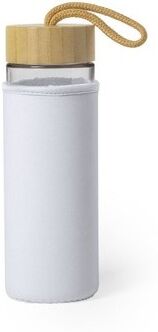 Gourde personnalisable Lurok bambou verre blanc