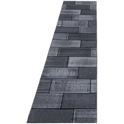 KURZFLORTEPPICH INN, in Steinoptik, Schwarz, 80 x 300 cm