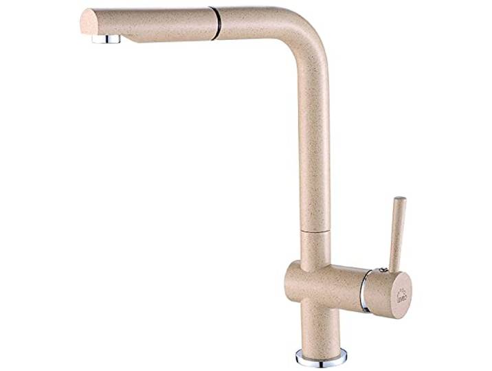 VBChome Küchenarmatur Beige Stehend Hoher Auslauf Einhebel Drehbarer Auslauf Kartusche aus Keramik Auszug und Schwenkauslauf Modern Elegant Hochwertig