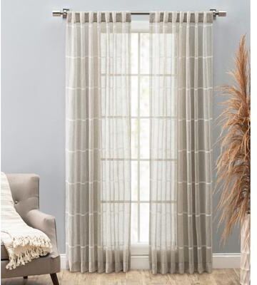 Ricardo Horizon Stripe Premium Sheer Rod Pocket W Back Tab Curtain Panel