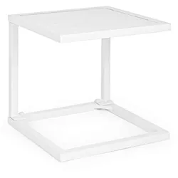 Beistelltisch Hilde aus Aluminium, modern, quadratisch, weiß, ideal für Outdoor-Einsatz