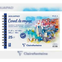 Clairefontaine 2x Aquapad Reisealbum, spiralgebundenes Skizzenbuch 17x27 cm, 25 Blatt 300g - 975959C