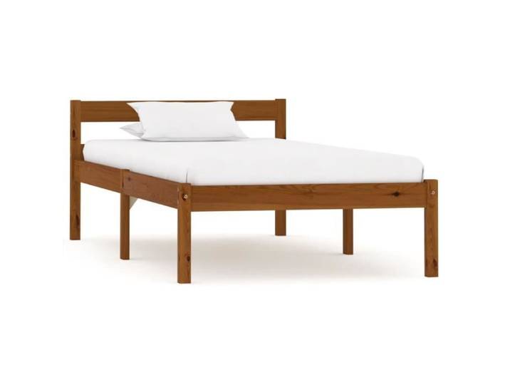 Cadre de lit en bois massif - VIDAXL - BINGO - Marron miel - 90x200 cm - Avec sommier à lattes
