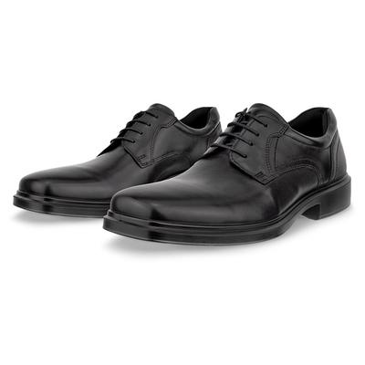 Schnürschuh ECCO "Helsinki 2", Herren, Gr. 40, Textil, schwarz, Glattleder, Schuhe Schnürschuh, Freizeitschuh, Halbschuh, Schnürschuh mit herausnehmbarem Fußbett