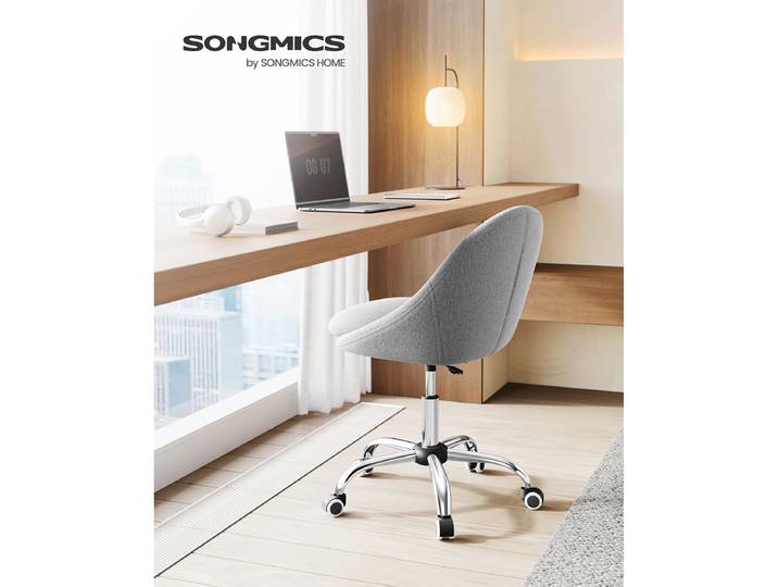 SONGMICS Chaise de Bureau, Fauteuil Pivotant en Peluche et PU, Siège Confort, Rembourrage en Mousse, Réglable en Hauteur, pour Bureau, Chambre
