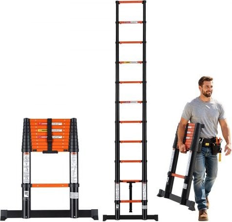 VEVOR Telescopische Aluminium Ladder 3225mm met 150kg Draagvermogen en Veiligheidsvergrendeling