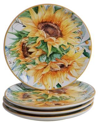 Certified International Sunflower Fields 9-inch Salad/Dessert Plates (Set of 4)