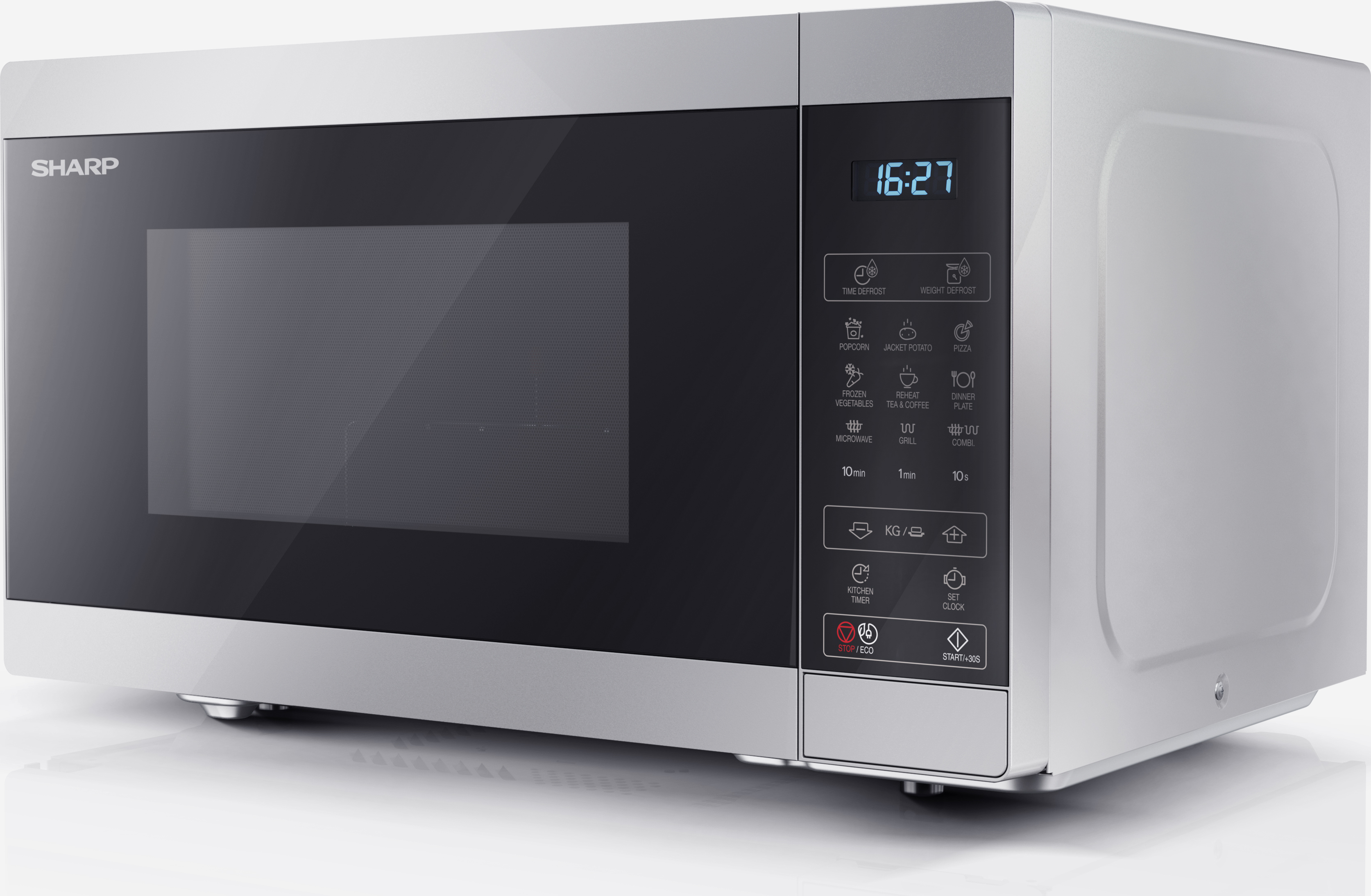 SHARP YC-MG81EW Mikrowelle mit Grill 28 Liter, digitale Steuerung, Mikrowelle: 900 W, Grill: 1100 W, 11 Leistungsstufen, ECO-Funktion, Weiß
