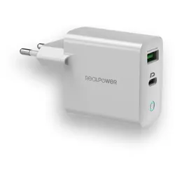 RealPower 352262 Ladegerät für Mobilgeräte Universal Weiß AC Schnellladung Drinnen