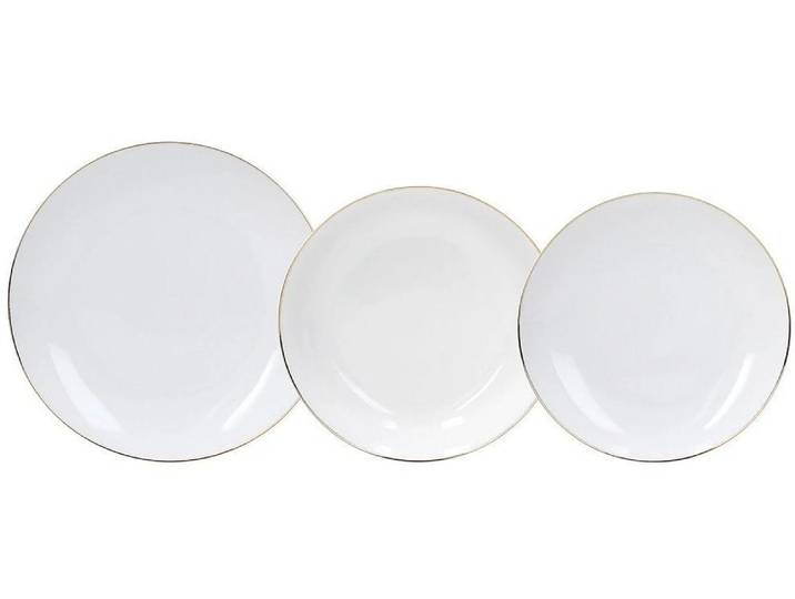 Geschirr-Set Tognana Filo Oro 18-teilig , gold, weiß, 18, Porzellan, Geschirr-Sets, Geschirr-Set
