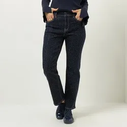KILIAN KERNER SENSES Jeans, 5-Pocket-Stil Strassdetails vorn lange Form gerades Bein