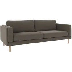Sofa Braden 3-Sitzer aus Eiche mit weiß pigmentierten Beinen, klassisch, Bezug Rita Mittelgrau