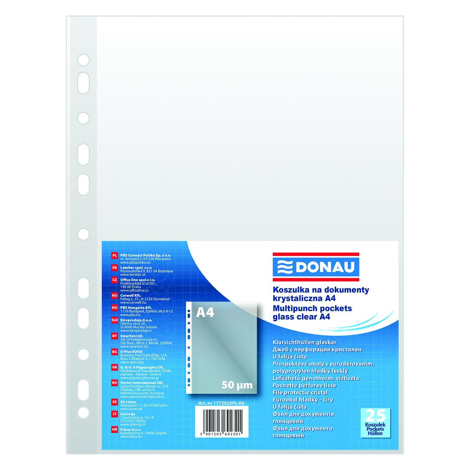 Donau Prospekthüllen, pp, a4, glasklar, 50 micr., 25 stück (A4, 25x) (40949723)