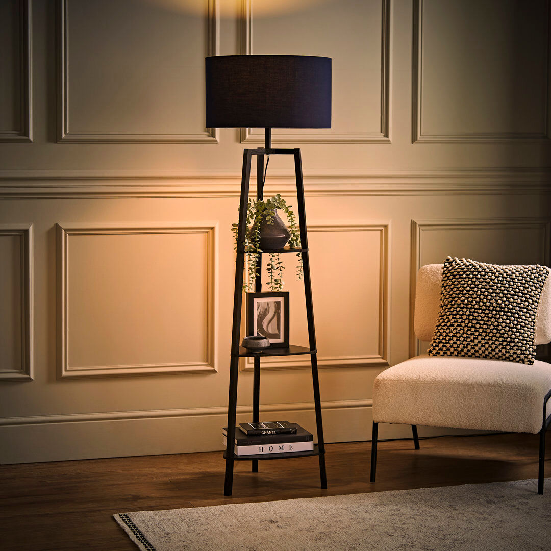 Latitude Run Aidrian 155cm Tripod Floor Lamp Brown/Grey 155cm H X 45cm W X 45cm D