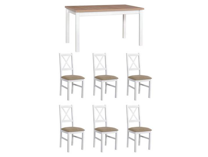 Feldmann-Wohnen Esszimmer-Set Nilo10, (Nilo10, 0-St., Esszimmer-Set), weiß/ Grandson Eiche / taupe 7er Set