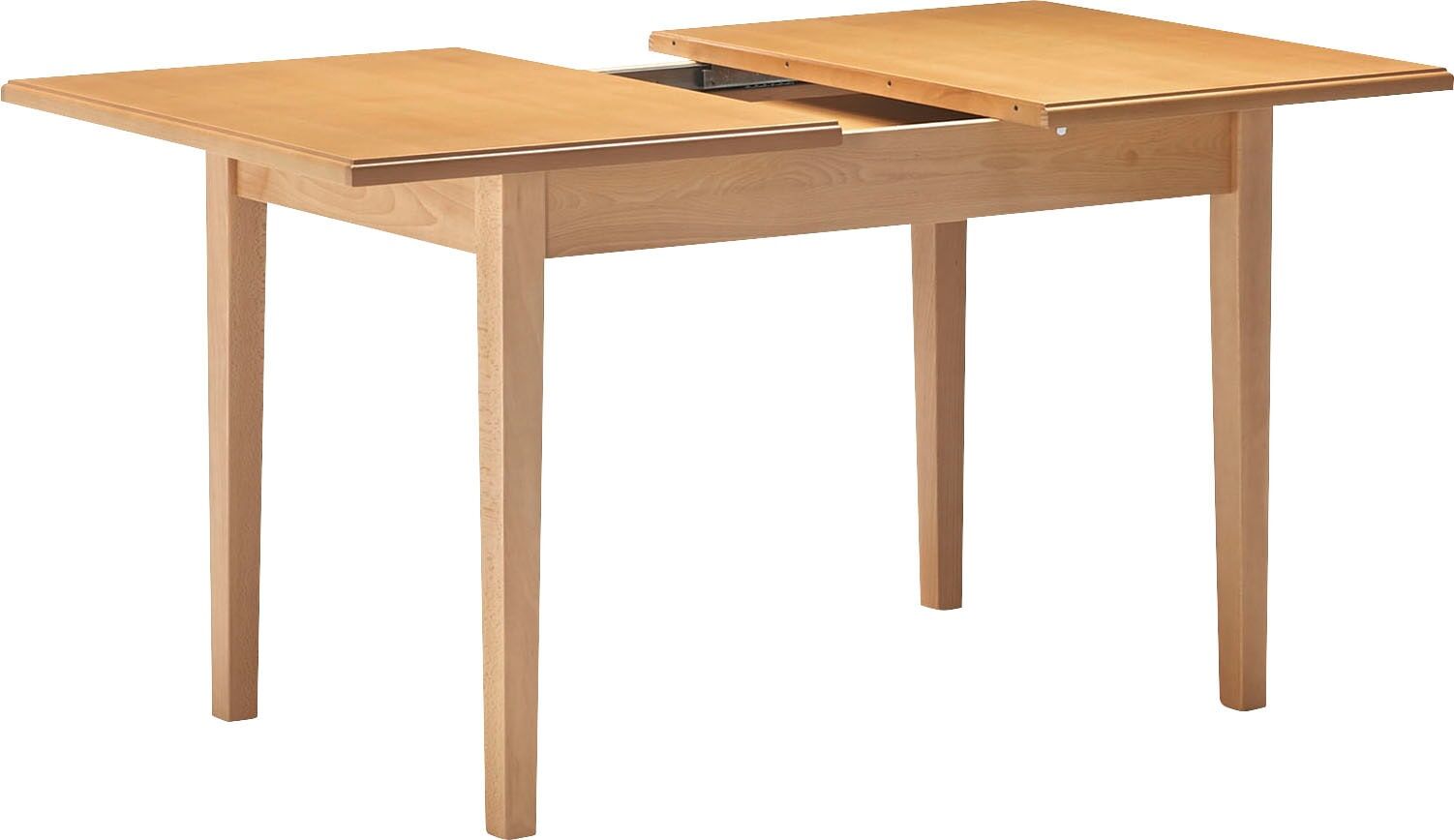 Esstisch MASSIVLINE & MORE "Bodensee", braun (holzwerkstoff buche massiv lackiert, holzwerkstoff buche massiv lackiert, holzwerkstoff buche massiv lackiert), B:140,18cm H:75cm T:75cm, Holzwerkstoff Buche massiv lackiert, Tische, Esstisch, mit Einlegeplatt