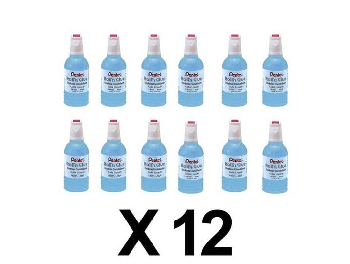 Pentel Roll'n Glue Flacon De Colle Liquide 55 Ml Er501 - Sans Odeur Pour Papier & Carton