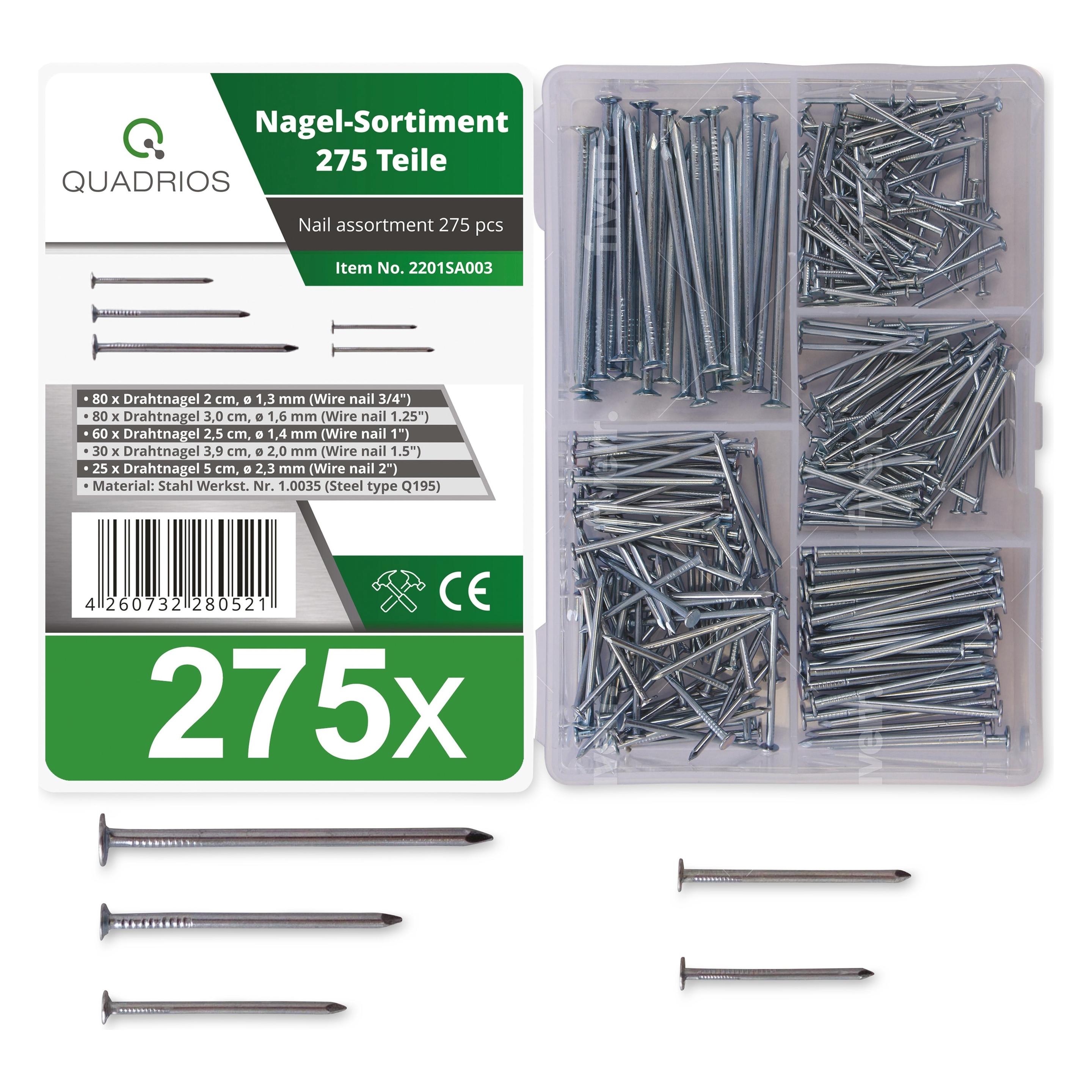 Quadrios Stahlnägel-Sortiment (275 Stk., 20 mm) (2201SA003)