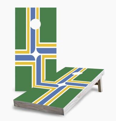 Skip's Garage Portland City Flag Regulation 2x4 Cornhole Game Set