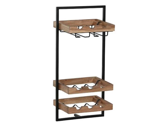 Casier à vin en acier et acacia 35x25x75 cm 9 bouteilles