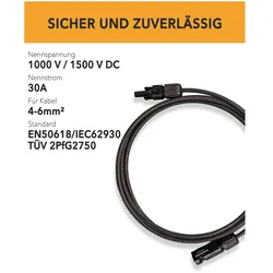 HISkon, Zubehör Stromerzeuger, 4mm2 Verlängerungskabel MC4 auf MC4 Stecker - 3m (Solarkabel, Solarstecker)