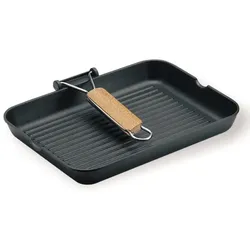 RISOLI' Risolì Grillpfanne Klappgriff Antihaft Aluminium, schwarz, Cm 36x26