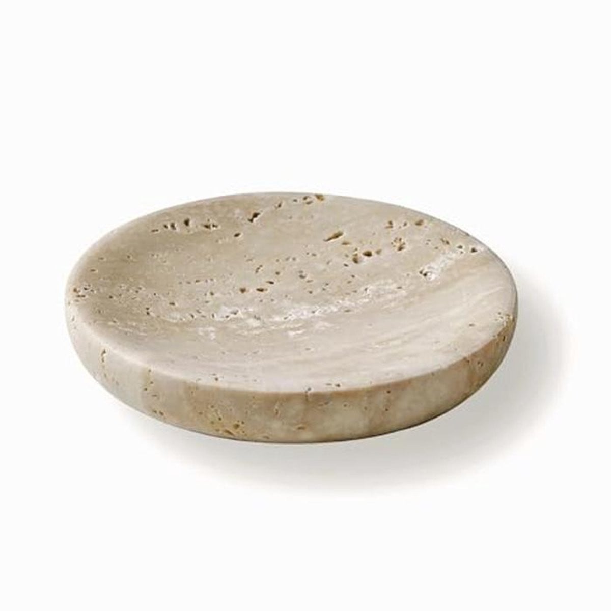 Beige Ronde Travertijn Dienblad voor Sieraden en Decoratie - Multifunctioneel Onderzetter en Sponshouder