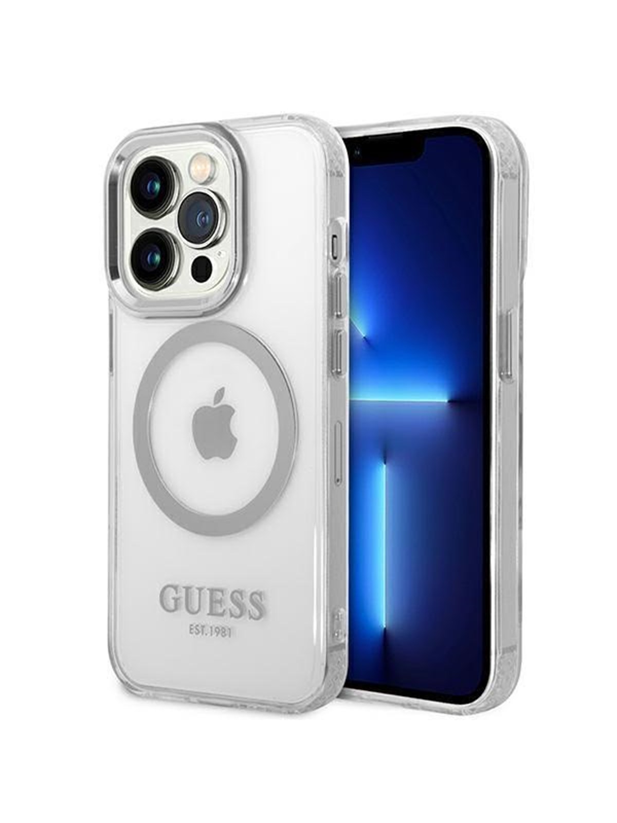 GUESS GUHMP14LHTRMS iPhone 14 Pro 6.1" silver/silver hard case Metal Outline Magsafe
