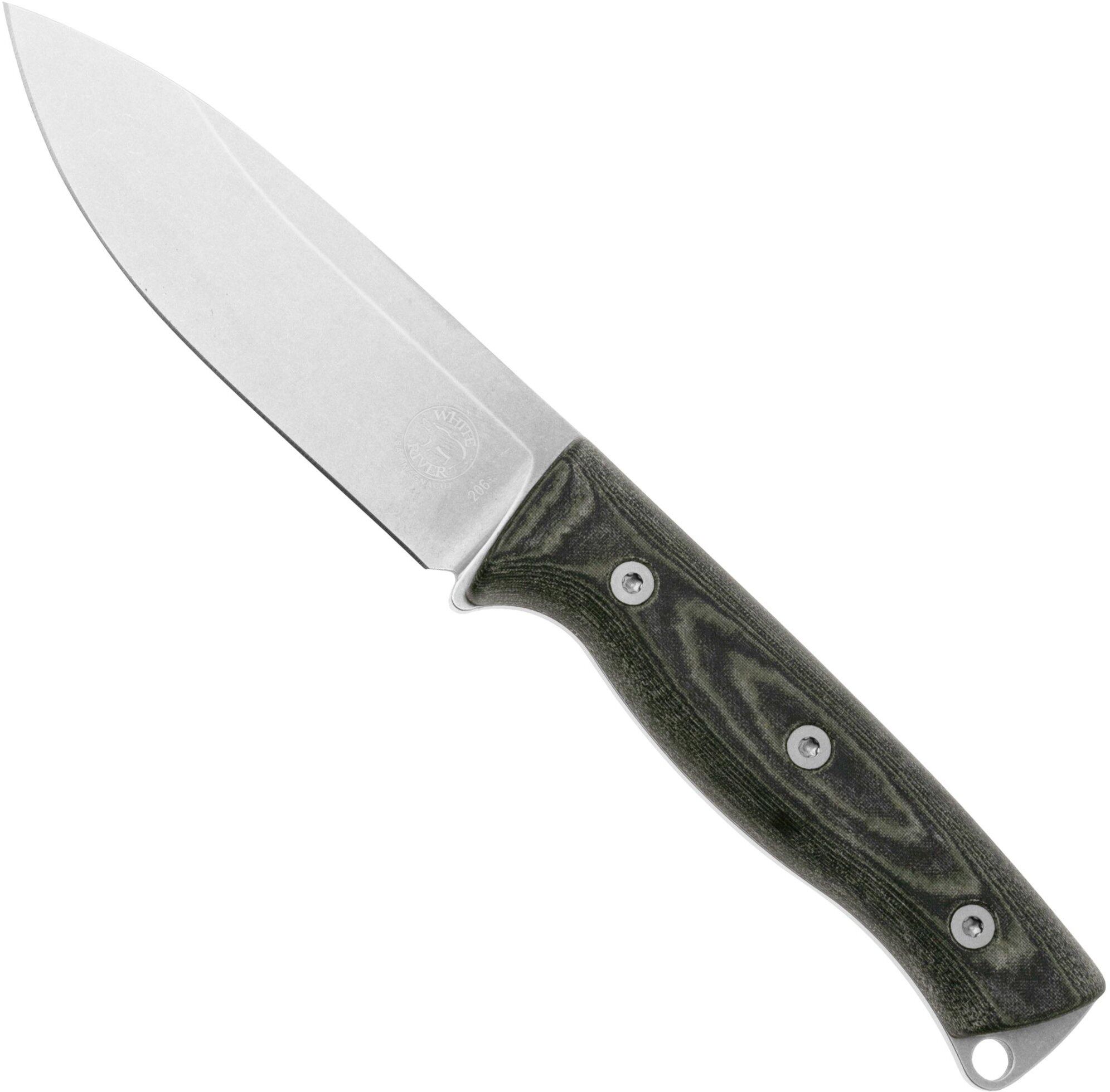 White River Knives Ursus 45 MagnaCut Black &amp; OD Green Linen Micarta Bushcraft Messer