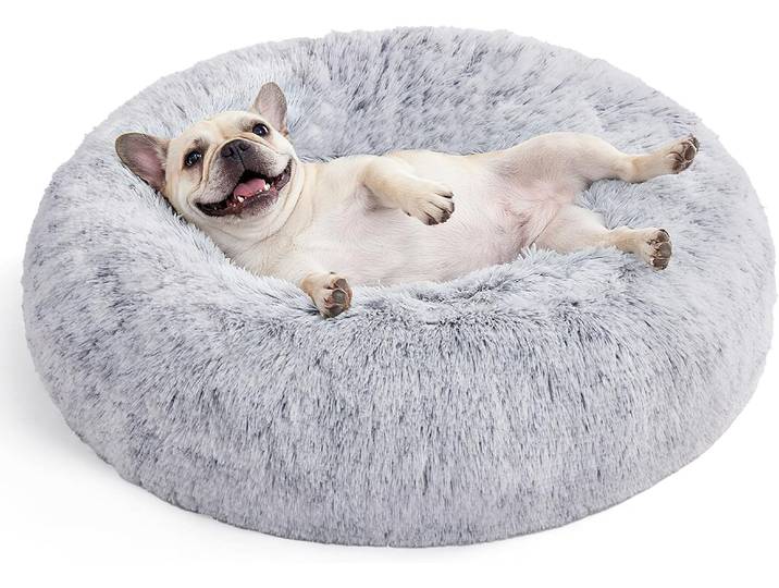 Hundebett Donut flauschig waschbar 70 cm Ombré Grau