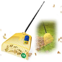 Novatool, Rechen, 2x Laubbesen mit 4tlg Steck- und Schraubstiel, 2 in 1 Kombigerät, Laubbesen & Laubgabel mit